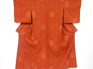 アンティーク　麻の葉模様織り出し本真綿結城紬80亀甲単衣着物